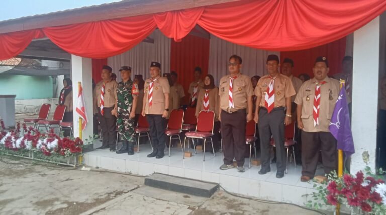 Bentuk Kepedulian Terhadap Kepramukaan, Koramil 0511/Pusakanagara Hadiri Upacara Hari Pramuka Nasional ke 64 di Kecamatan Puskanagara