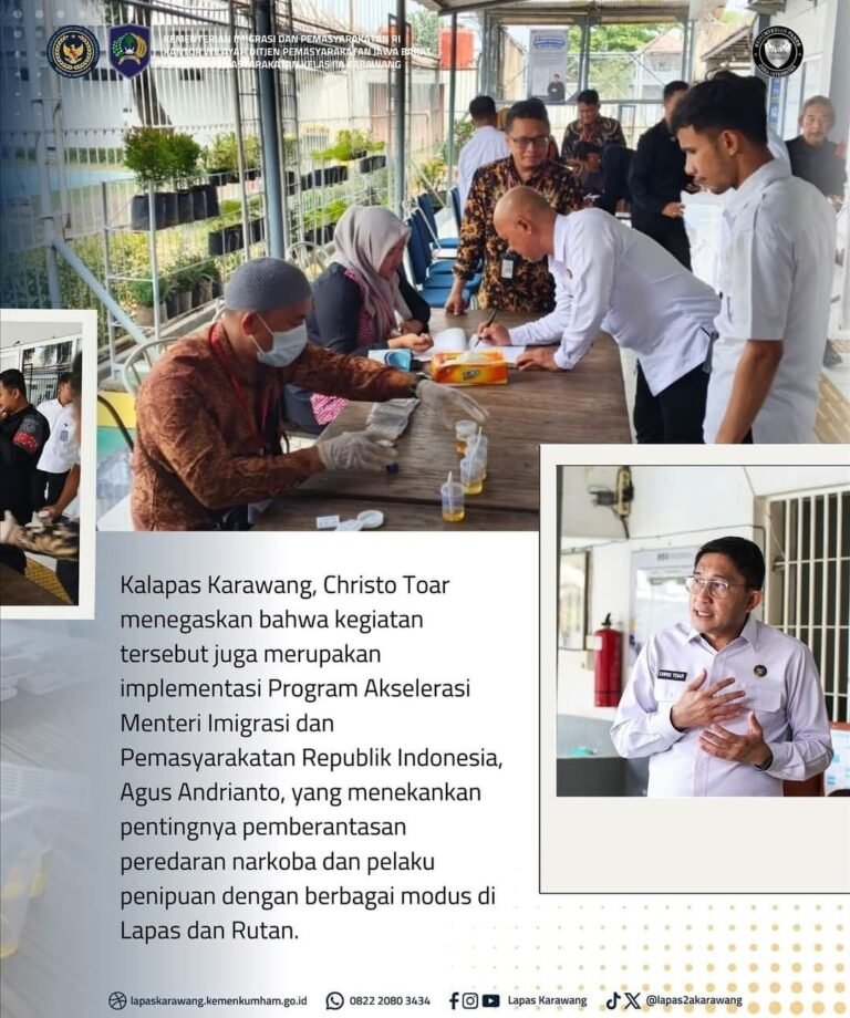 Lapas Kelas III Karawang Tes Urine Pegawai, Tak Ada yang Terindikasi Narkoba