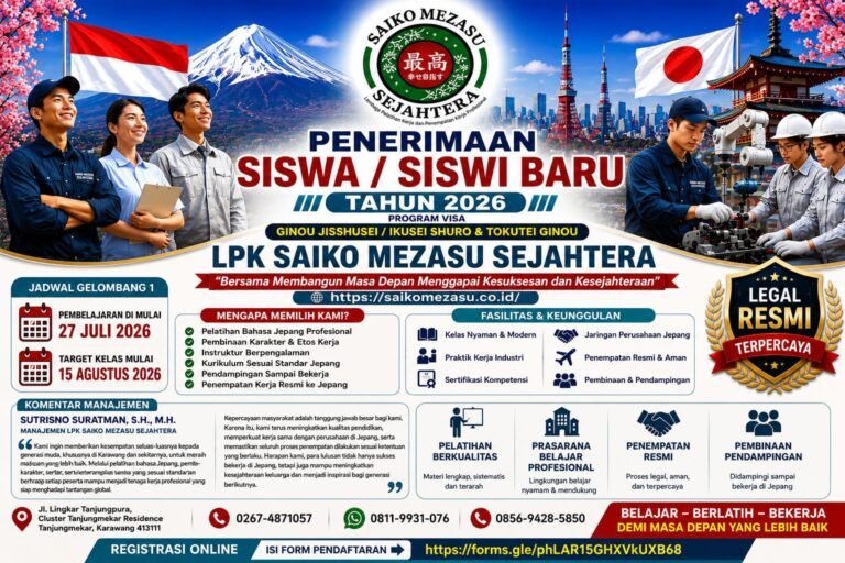 Ayo Bergabung LPK Saiko Mezasu Raih Impian Bekerja di Jepang