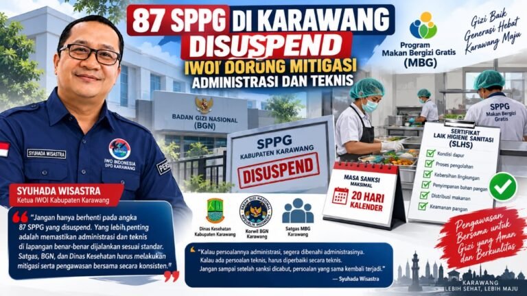 Kasus 87 SPPG Disuspend di Karawang, IWOI Minta Dinkes dan BGN Segera Mitigasi